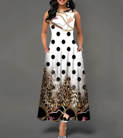 Black and White Color Block Floral Print Maxi Dress Beauty hair & fashionfj