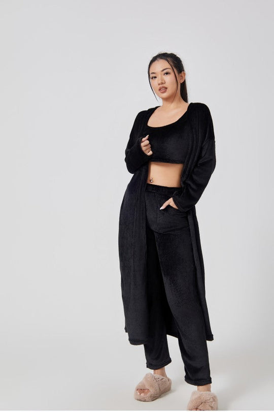 Cozy Pajama Set, 3 Piece Lounge Set, Cute Loungewear, Warm Suit Sets, Matching Set, Lounge Set, 3 Piece Pant Sets, Women Winter Dress Beauty hair & fashionfj