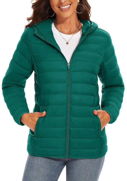 Hooded Down Jacket Zipper Winter Warm Coat Jacket Beauty hair & fashionfj