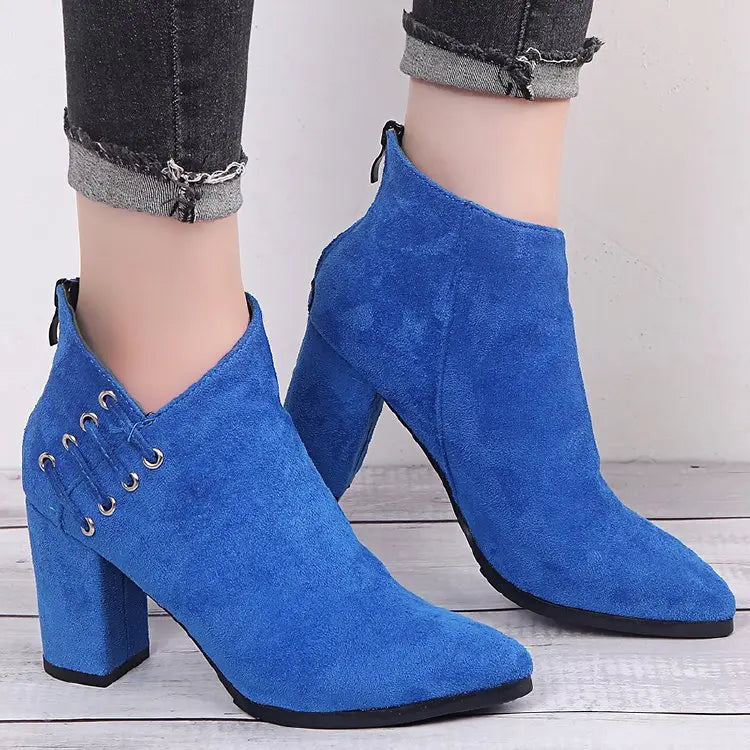 Fashion Ankle Boots Women Pointed-toe Zipper Shoes Lady Beauty hair & fashionfj