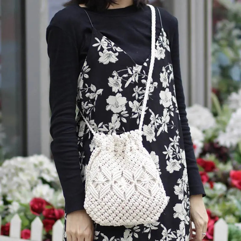 Knitted Tassel Bag Beach Women Bag woven Bag Beauty hair & fashionfj