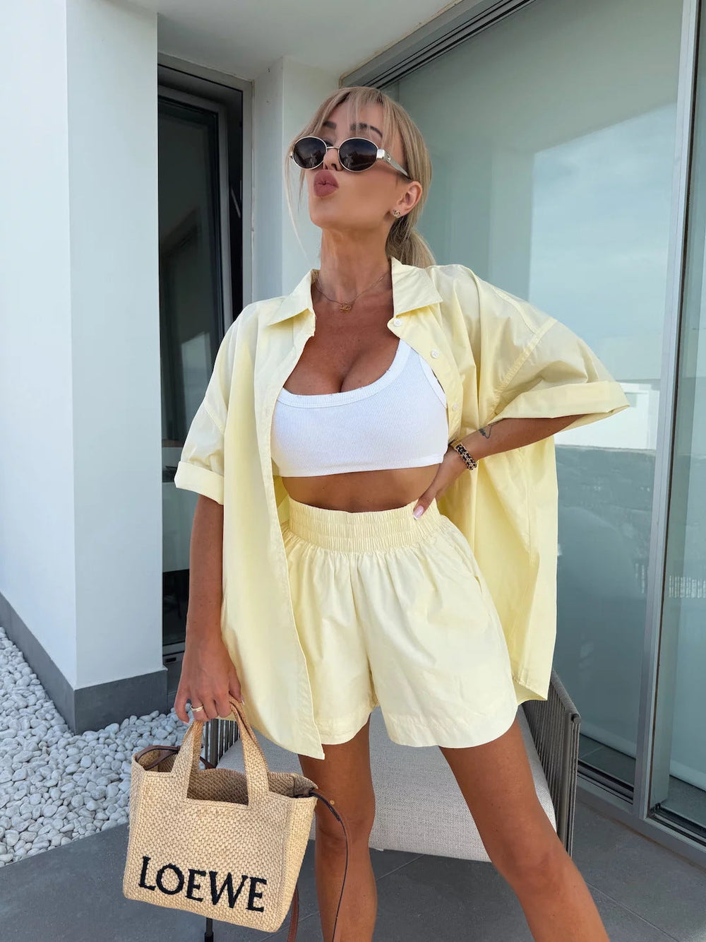 Shirt Elastic Sports Shorts Two-piece Set Beauty hair & fashionfj