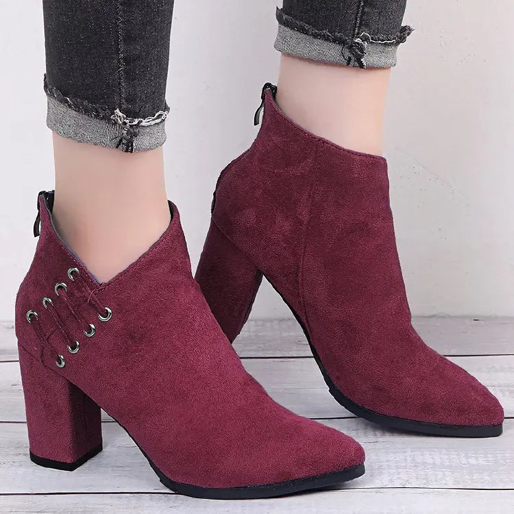 Fashion Ankle Boots Women Pointed-toe Zipper Shoes Lady Beauty hair & fashionfj