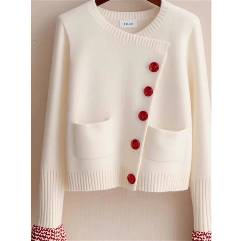 White Knitted Fabric Cardigan Sweater For Women Beauty hair & fashionfj