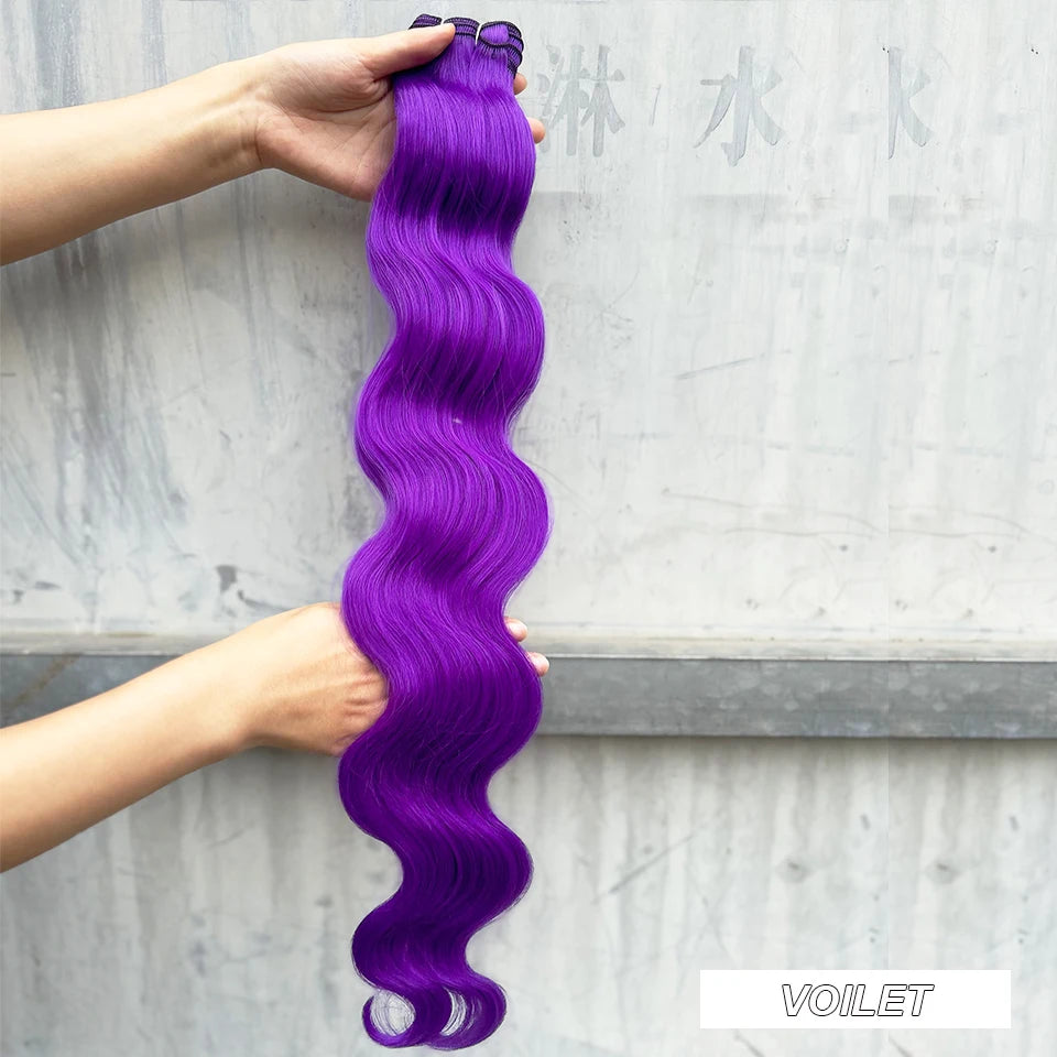 30Inches Red Burgundy High Temperature Soft Sliver White 613 Natural Fiber Hair Extensions GREY Bio Body Wave Hair Weave Bundles