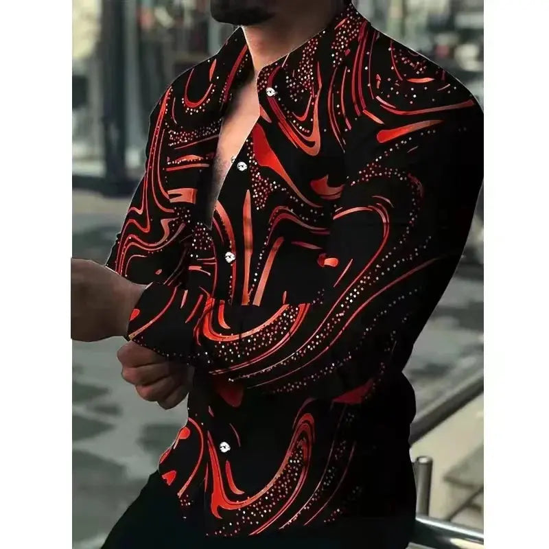 Fashion Pop Prom Party Night Club New Designer Long Sleeve Clothing Slim Button Lapel Men Tops Beauty hair & fashionfj