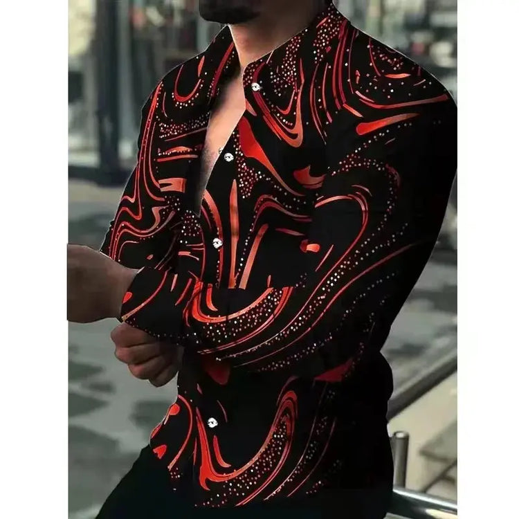 Fashion Pop Prom Party Night Club New Designer Long Sleeve Clothing Slim Button Lapel Men Tops Beauty hair & fashionfj