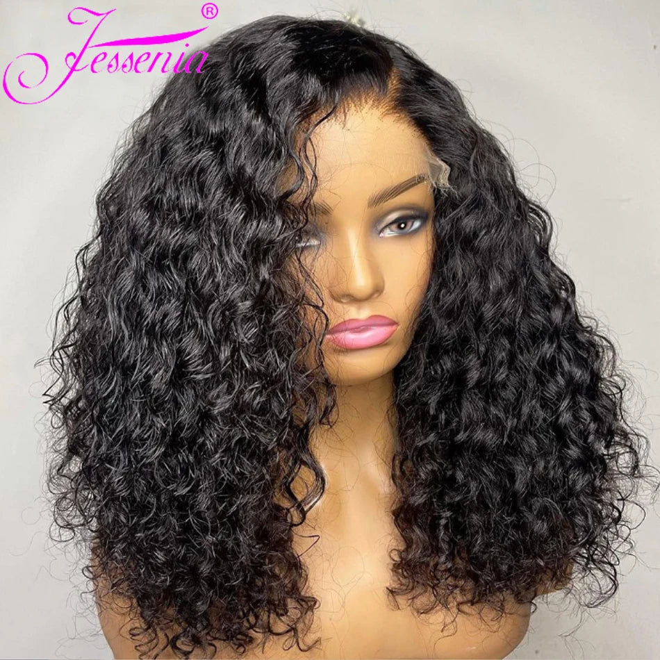 Brazilian Wear And Go Loose Water Wave Wet And Wavy Lace Frontal Human Hair Wigs Curly Bob Glueless Wigs For Black Women Cheap