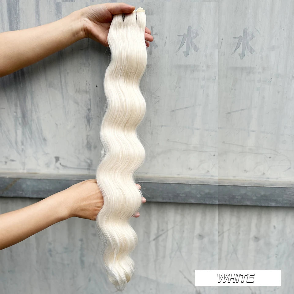 30Inches Red Burgundy High Temperature Soft Sliver White 613 Natural Fiber Hair Extensions GREY Bio Body Wave Hair Weave Bundles