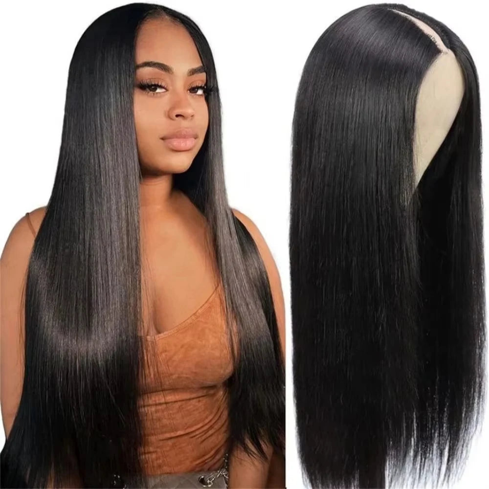 30 Inch Bone Straight Wig V Part Human Hair Wigs For Women 100% Human Hair No Glue No Sew In Clip In Half Wig Read To Wear Go Beauty hair & fashionfj