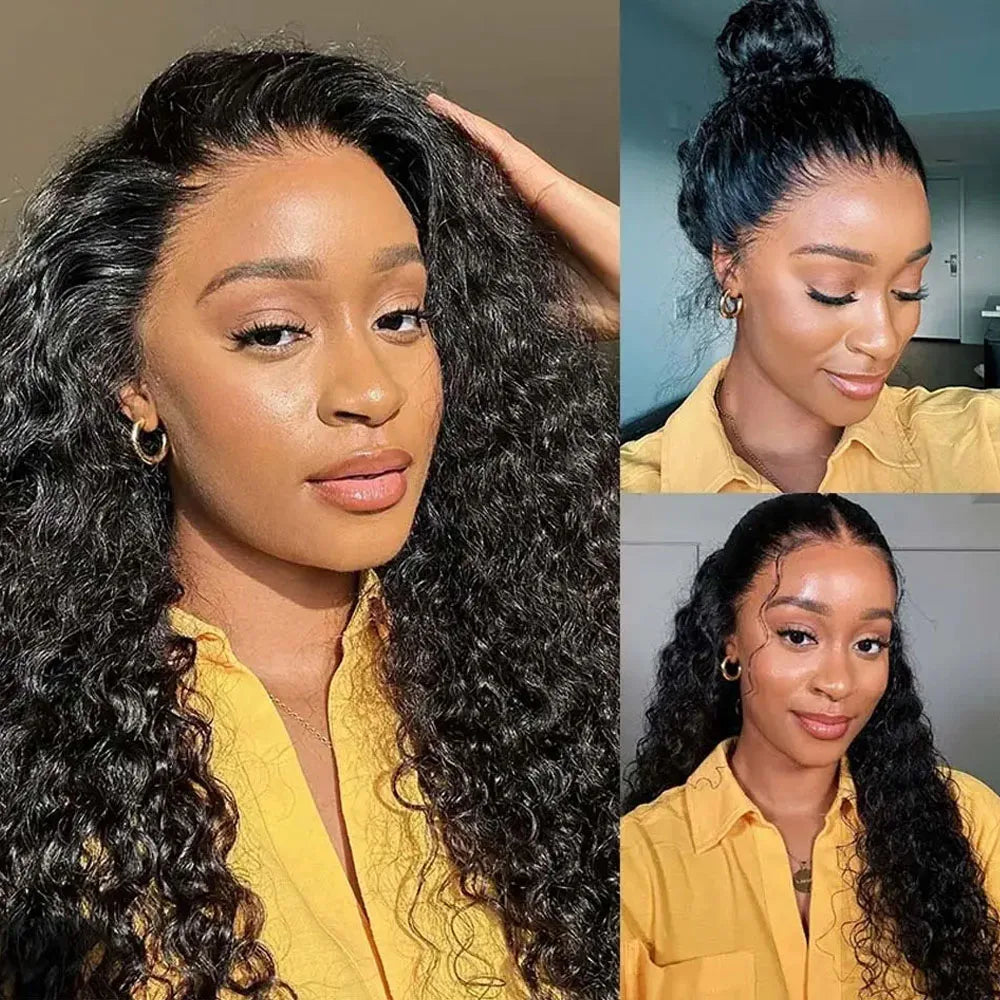 250 Density Invisible Strap 360 Full Hd Glueless Wig 30 Inch Water Wave Lace Front Human Hair Wig Deep Curly Wave Frontal Wig Beauty hair & fashionfj