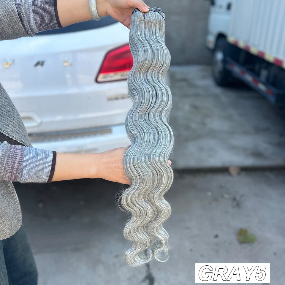 30Inches Red Burgundy High Temperature Soft Sliver White 613 Natural Fiber Hair Extensions GREY Bio Body Wave Hair Weave Bundles