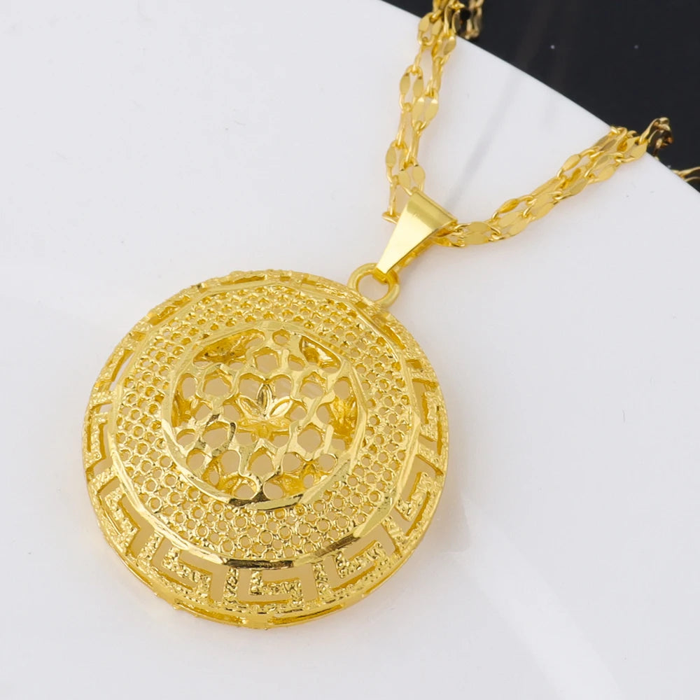 Dubai 24k Gold Plated Jewelry Sets for Women Indian Bridal Costume Necklace Earrings Sets Nigerian Wedding Party Gifts