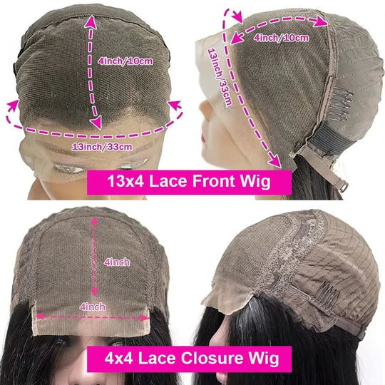 Brazilian 250% Short Bob Wig 13x4 HD Transparent Lace Front Bone Straight Lace Frontal Wig Human Hair 4x4 Closure Wigs For Women