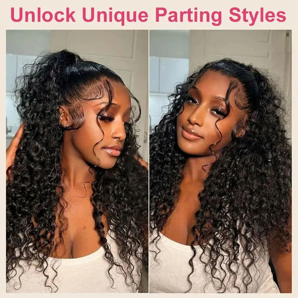 250 Density Invisible Strap 360 Full Hd Glueless Wig 30 Inch Water Wave Lace Front Human Hair Wig Deep Curly Wave Frontal Wig Beauty hair & fashionfj