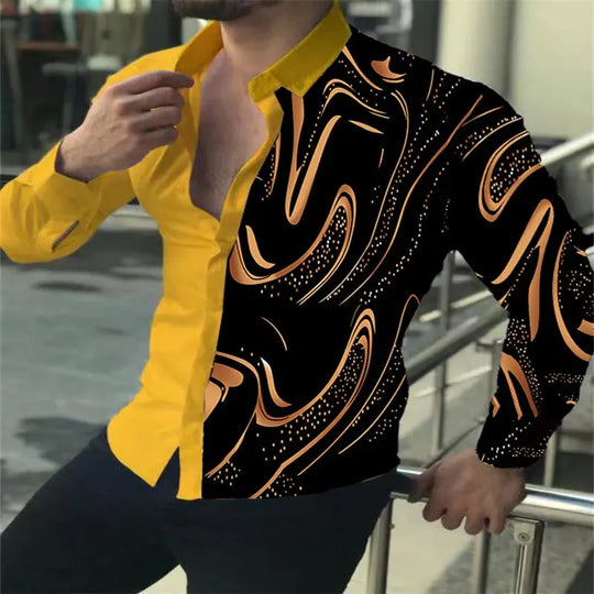 Fashion Pop Prom Party Night Club New Designer Long Sleeve Clothing Slim Button Lapel Men Tops Beauty hair & fashionfj