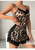 Coupledup Leopard print contrast lace pj/ pijama set Beauty hair & fashionfj