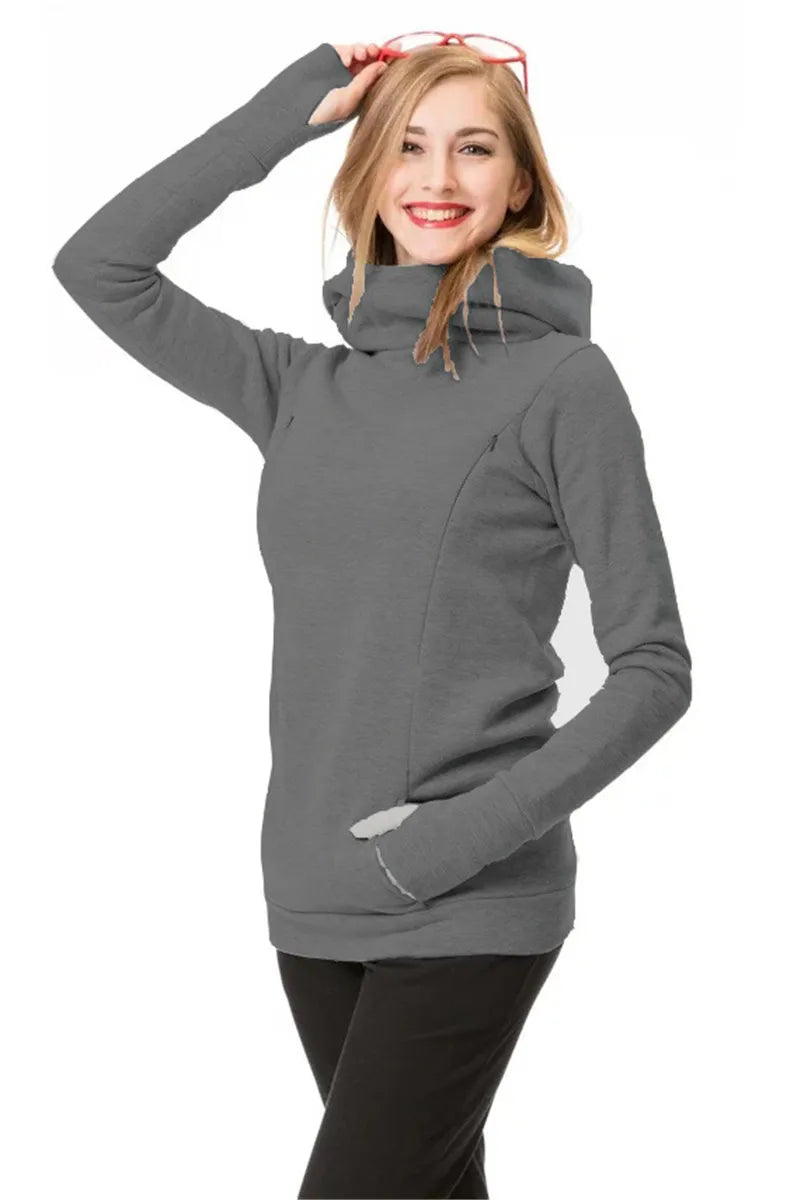 Maternity Nursing Sweatshirt Women Maternity Long Sleeve Hooded Breastfeeding Hoodies Pregnant Women Long Sleeve Hooded Sweater Beauty hair & fashionfj