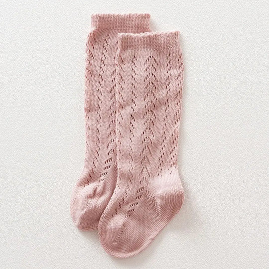 Children Socks For Girls Knitted Cotton Long Tube Socks Knee High Toddler Princess Socks Baby Summer Hollow Out Infant Socks
