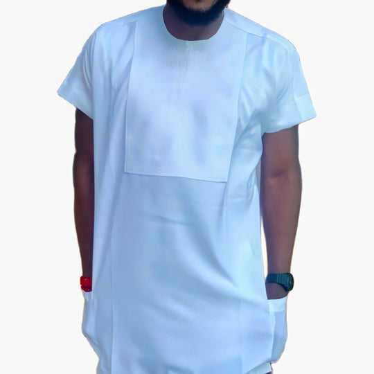New Arrivals African Fashion Solid White Men's Cotton Pant Suits Short Sleeve Tops+Casual Trousers Custom Nigerian Style Garment Beauty hair & fashionfj