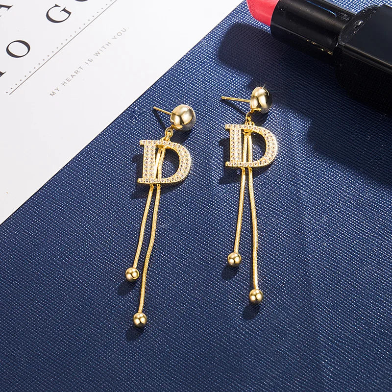 18K Gold Real Gold Earrings Fine Jewelry for Women High Quality Woman Fashion Earrings Retro Long Tassel Hollow DD Pop Earrings