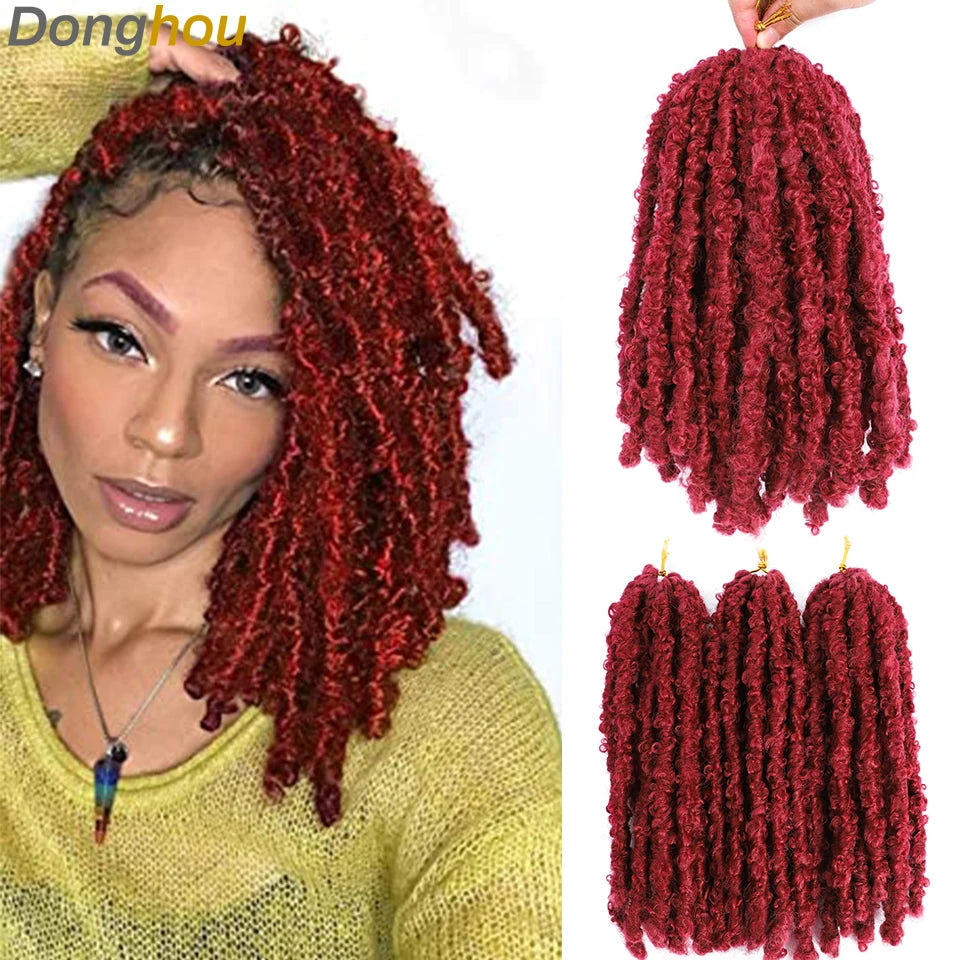 DONGHOU 12 Inch Butterfly Locks Crochet Hair Extensions Distressed Butterfly Locs Meches Locks Butterfly Soft Locs Crochet Hair