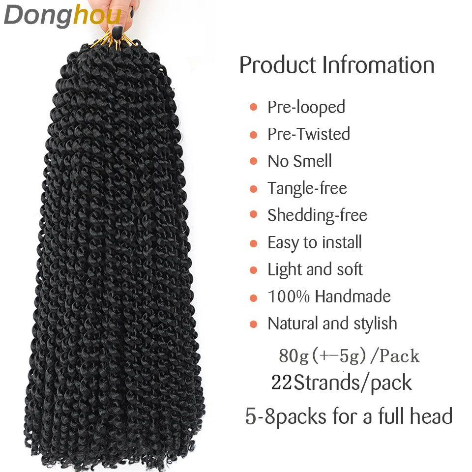 Passion Twist Hair 18 Inch Water Wave Long Curly Braiding Hair Synthetic Spring Twist Crochet Braids Extensions for Black Women