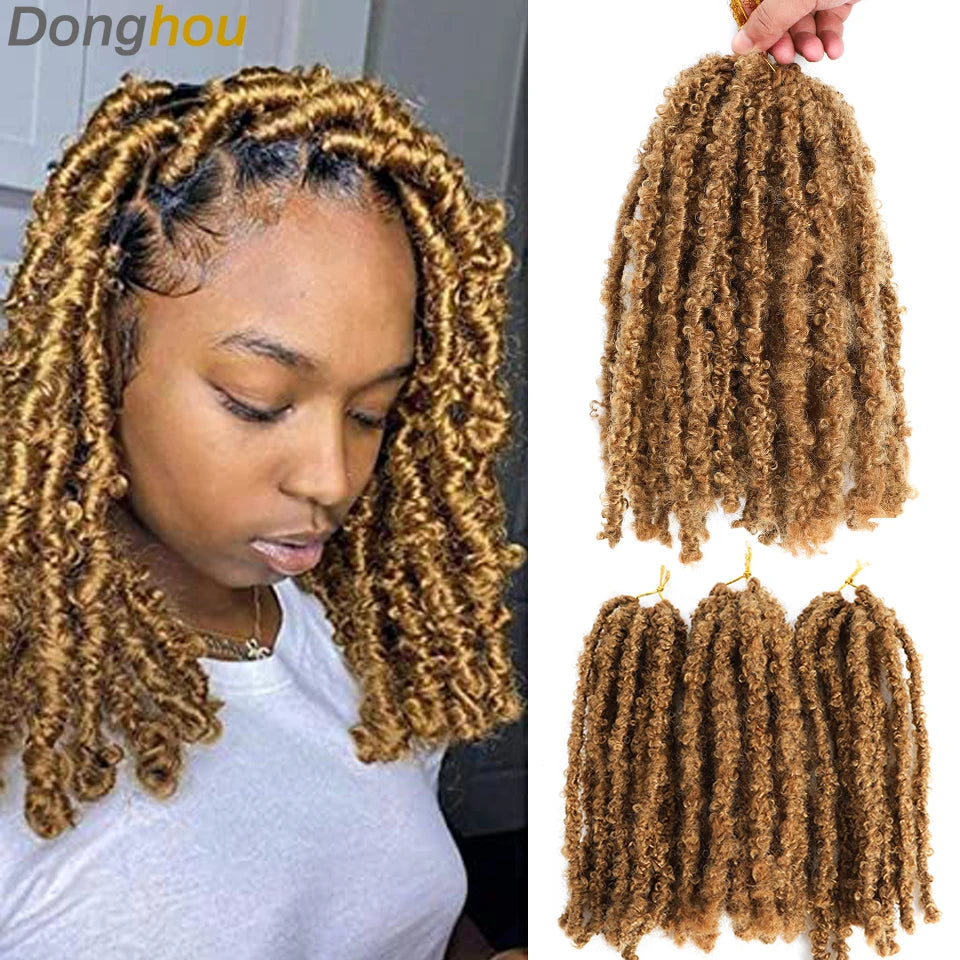 DONGHOU 12 Inch Butterfly Locks Crochet Hair Extensions Distressed Butterfly Locs Meches Locks Butterfly Soft Locs Crochet Hair