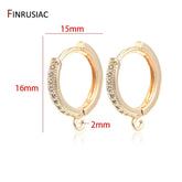 Earring Making Supplies 14k Gold Plated Inlaid Zircon Hoop Earrings Hooks Earring Clasps Accessories Handmade DIY Jewellery Beauty hair & fashionfj