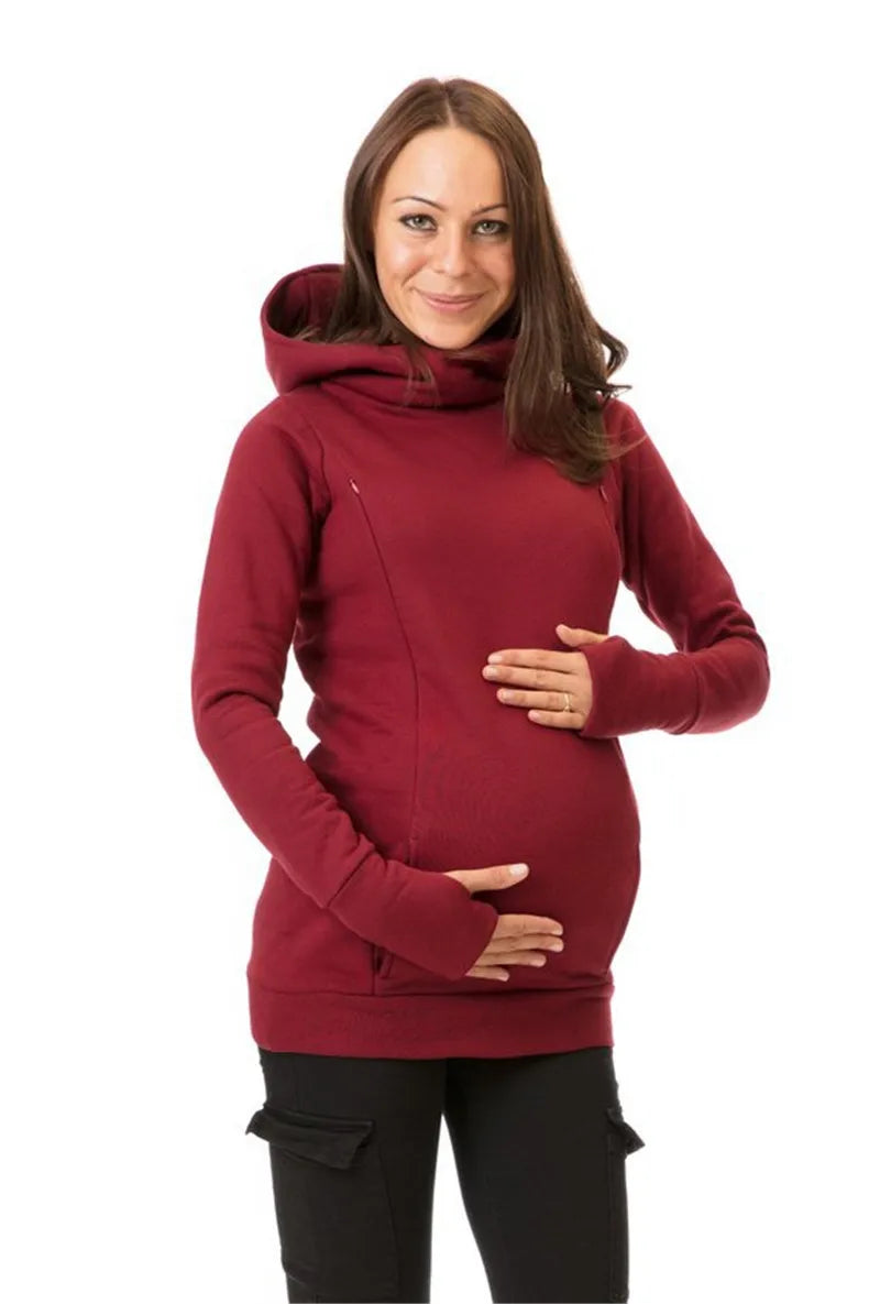 Maternity Nursing Sweatshirt Women Maternity Long Sleeve Hooded Breastfeeding Hoodies Pregnant Women Long Sleeve Hooded Sweater Beauty hair & fashionfj