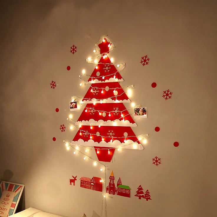 Christmas creative wall tree with lights DIY Christmas ornaments treeGlowing christmas tree christmas ornaments  happy tree