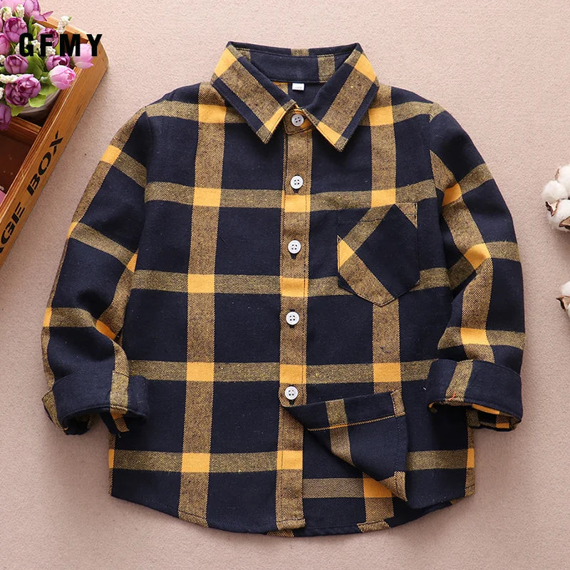 GFMY Boys shirts for Girls British Plaid child Shirts kids school Blouse red tops clothes Kids Children plaid 2-12 years Beauty hair & fashionfj
