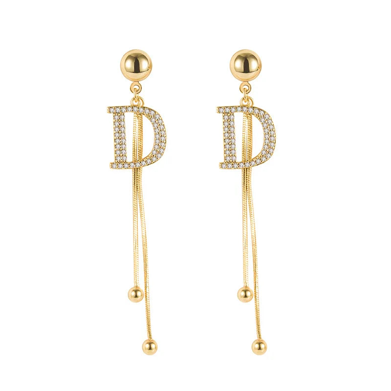 18K Gold Real Gold Earrings Fine Jewelry for Women High Quality Woman Fashion Earrings Retro Long Tassel Hollow DD Pop Earrings