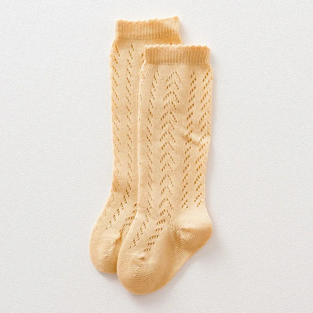 Children Socks For Girls Knitted Cotton Long Tube Socks Knee High Toddler Princess Socks Baby Summer Hollow Out Infant Socks