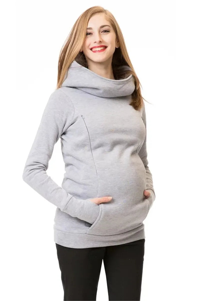 Maternity Nursing Sweatshirt Women Maternity Long Sleeve Hooded Breastfeeding Hoodies Pregnant Women Long Sleeve Hooded Sweater Beauty hair & fashionfj