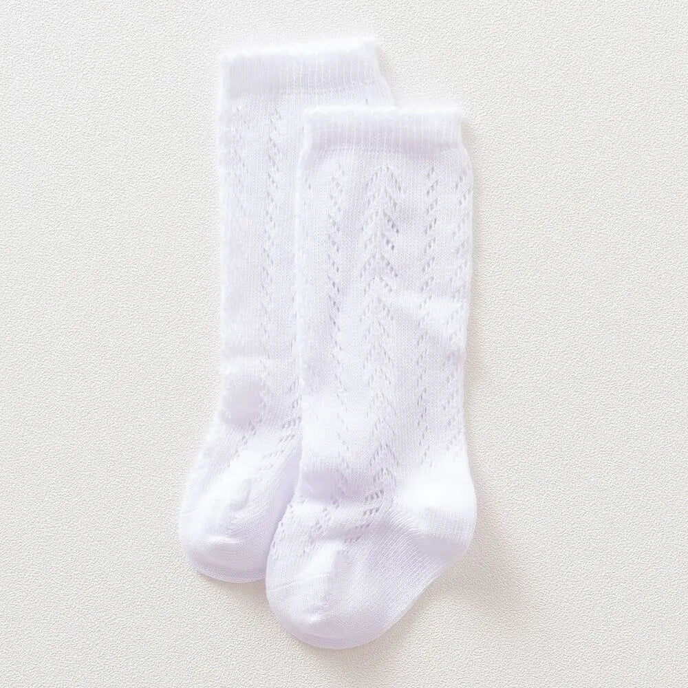 Children Socks For Girls Knitted Cotton Long Tube Socks Knee High Toddler Princess Socks Baby Summer Hollow Out Infant Socks
