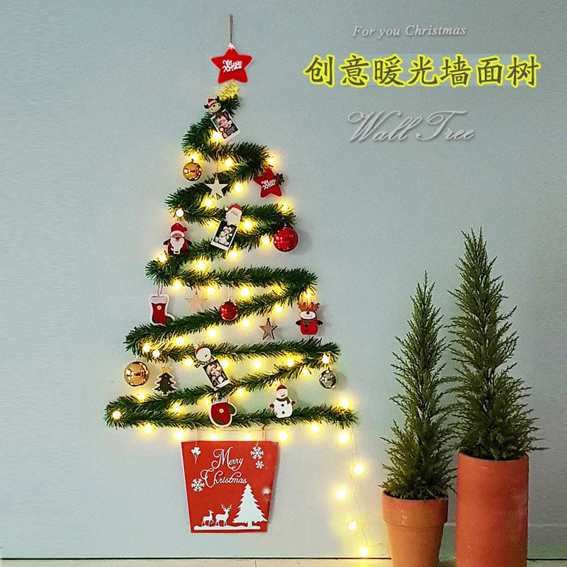 Christmas creative wall tree with lights DIY Christmas ornaments treeGlowing christmas tree christmas ornaments  happy tree