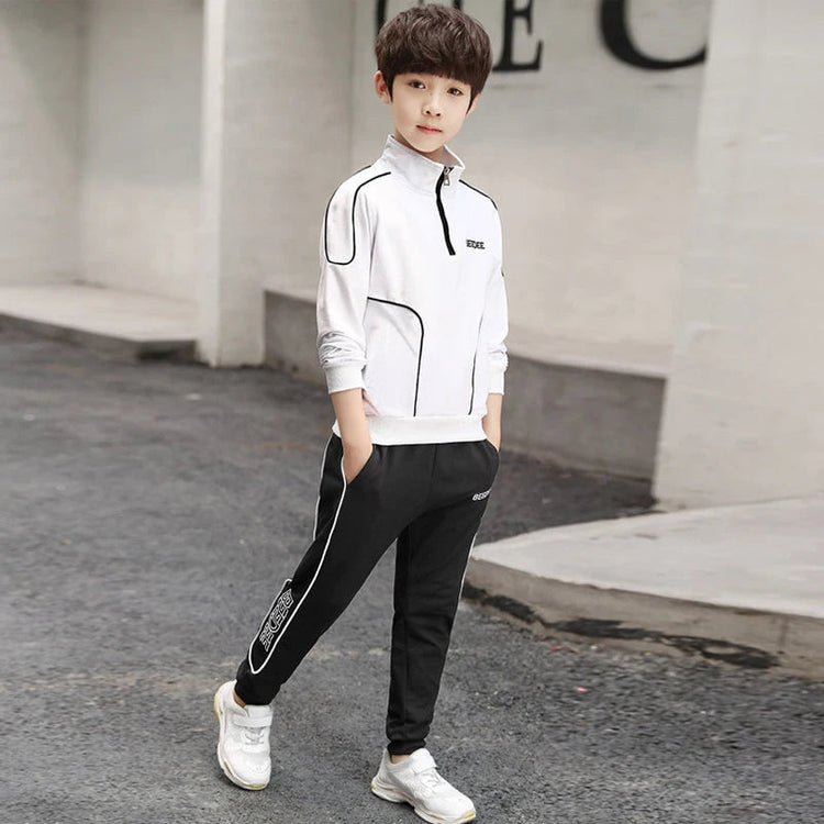 Spring Autumn Teenager Boys Clothing Sets Child Fashion Letter Sweatshirt + Pants 2Pcs Kids Tracksuit 4 5 6 7 8 9 10 11 12 Years Beauty hair & fashionfj