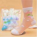 4 Pairs Girls Socks 2024 New Summer Glass Silk Butterfly Strawberry Flower Lace Children Socks 0-11 Year Kids Socks For Girls