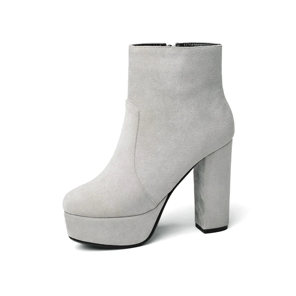 MORAZORA 2021 new top quality faux suede boots women high heels platform ankle boots for women zipper autumn winter shoes female