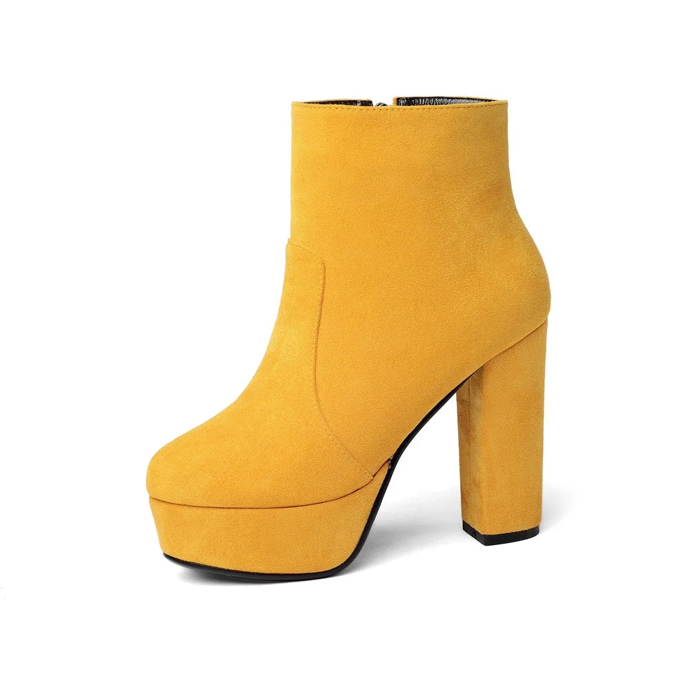 MORAZORA 2021 new top quality faux suede boots women high heels platform ankle boots for women zipper autumn winter shoes female