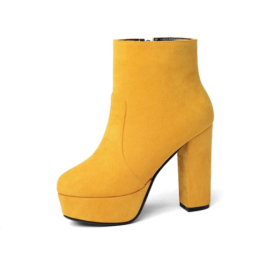 MORAZORA 2021 new top quality faux suede boots women high heels platform ankle boots for women zipper autumn winter shoes female
