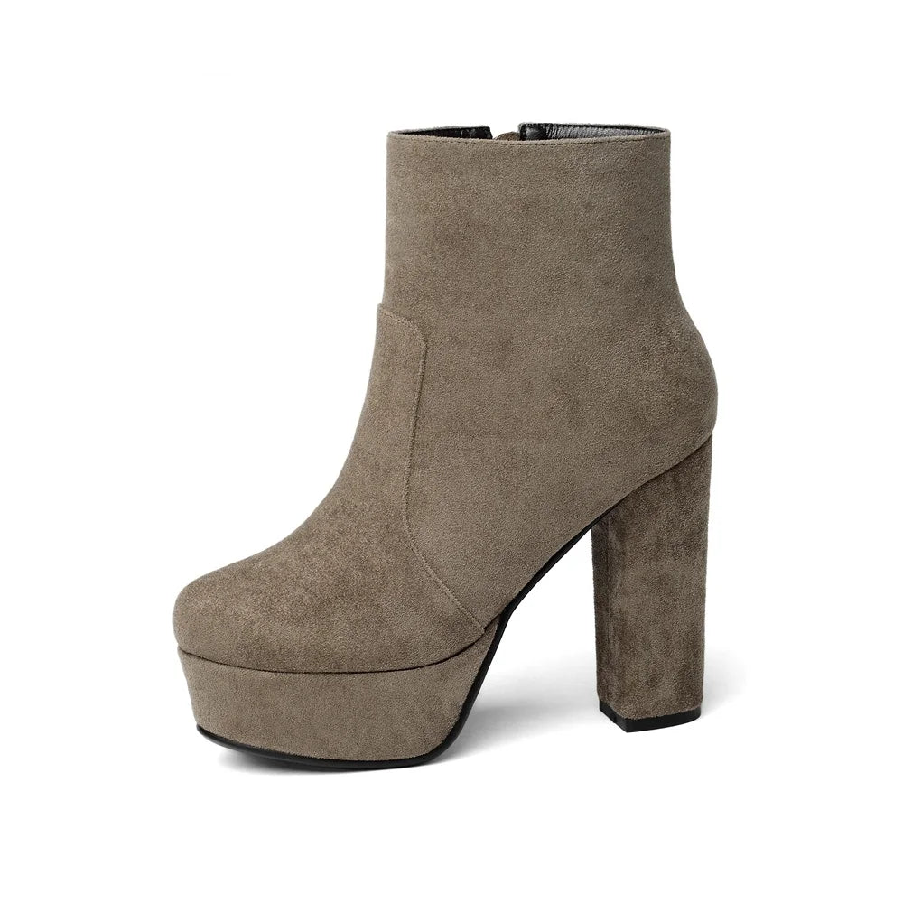 MORAZORA 2021 new top quality faux suede boots women high heels platform ankle boots for women zipper autumn winter shoes female
