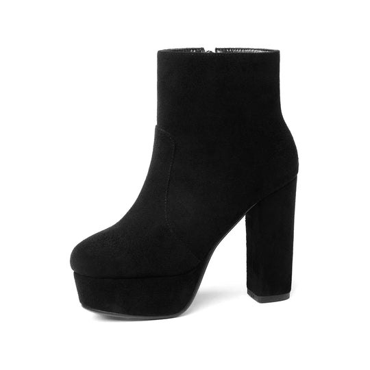 MORAZORA 2021 new top quality faux suede boots women high heels platform ankle boots for women zipper autumn winter shoes female
