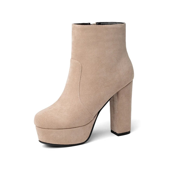 MORAZORA 2021 new top quality faux suede boots women high heels platform ankle boots for women zipper autumn winter shoes female