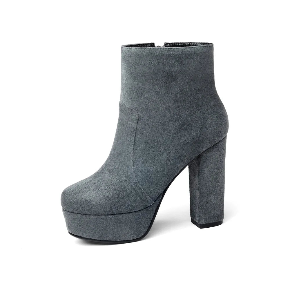 MORAZORA 2021 new top quality faux suede boots women high heels platform ankle boots for women zipper autumn winter shoes female