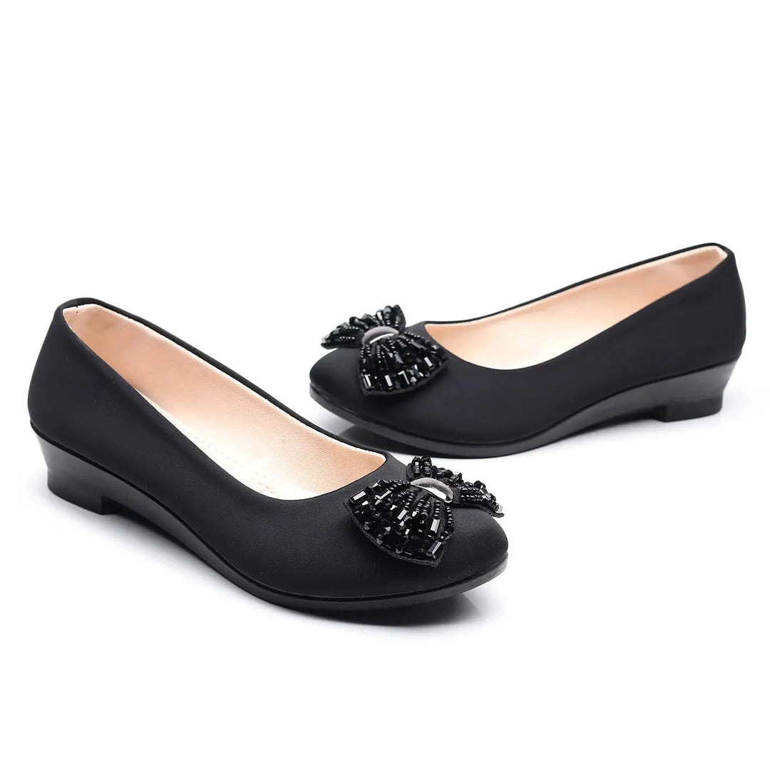 Women Ballet Bow Shoes Black Women Wedges Shoes For Office Work Boat Shoes Cloth Sweet Loafers Women's Pregnant Wedges Shoes Beauty hair & fashionfj