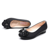 Women Ballet Bow Shoes Black Women Wedges Shoes For Office Work Boat Shoes Cloth Sweet Loafers Women&