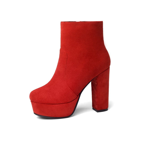 MORAZORA 2021 new top quality faux suede boots women high heels platform ankle boots for women zipper autumn winter shoes female