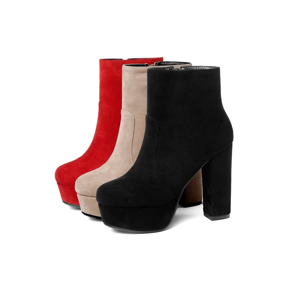 MORAZORA 2021 new top quality faux suede boots women high heels platform ankle boots for women zipper autumn winter shoes female